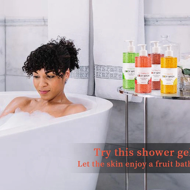 Private Label OEM Oganic Shower Body Wash Bath Scrub Vegan Fruit Scrub Shower Gel