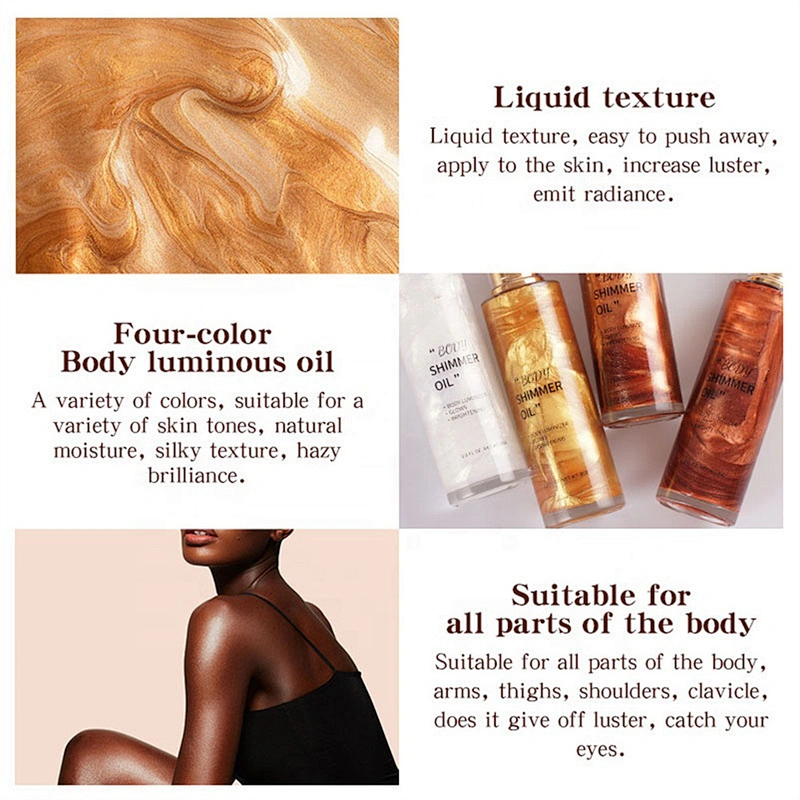 Gold Liquid Face Highlighter Highlights Illuminating Brighten Glow Cuticle Shower Oil Body Lotion Shimmer