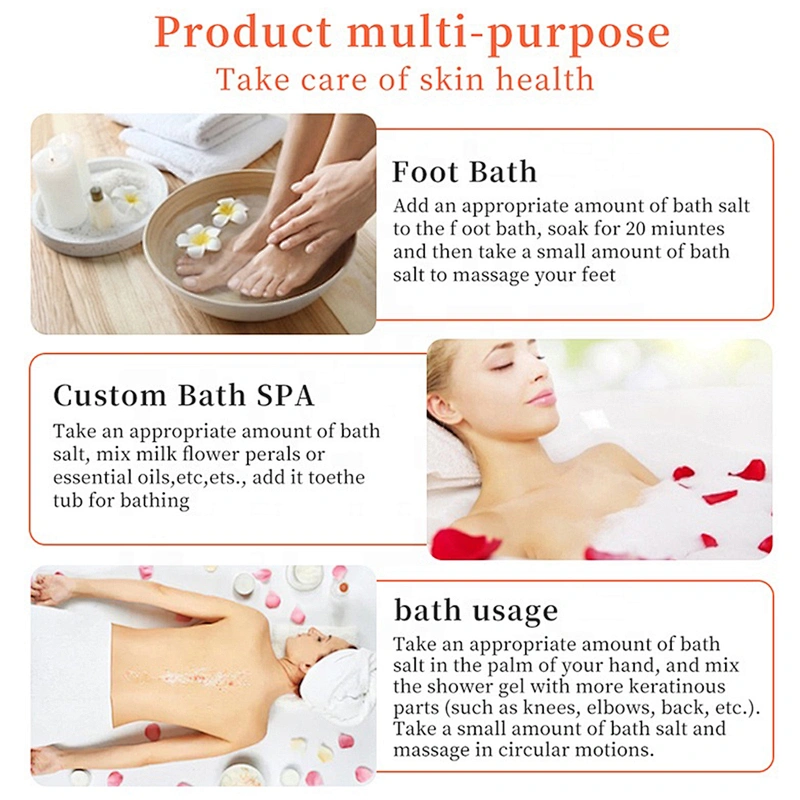 Wholesale Vegan Bathsalts Organic Fruit Body Foot Natural Dead Sea Salt Scrub Exfoliating Relax Himalayan Pink Soak Bath Salt