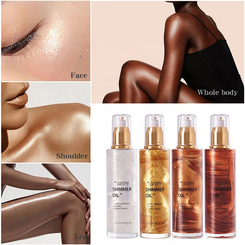 Gold Liquid Face Highlighter Highlights Illuminating Brighten Glow Cuticle Shower Oil Body Lotion Shimmer