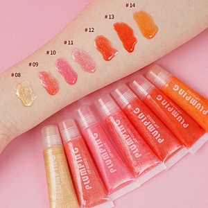 Oem Squeeze Organic Pink Pigmented Bulk Custom Cute Girl Fruit Flavored Kids Lipgloss Lip Gloss Keychains Private Label