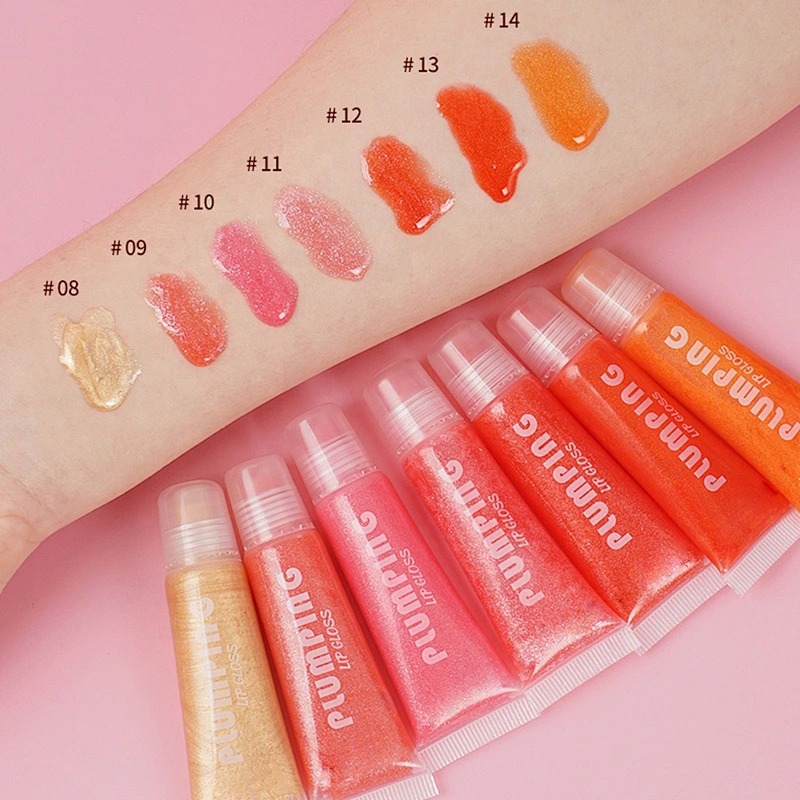 Oem Squeeze Organic Pink Pigmented Bulk Custom Cute Girl Fruit Flavored Kids Lipgloss Lip Gloss Keychains Private Label