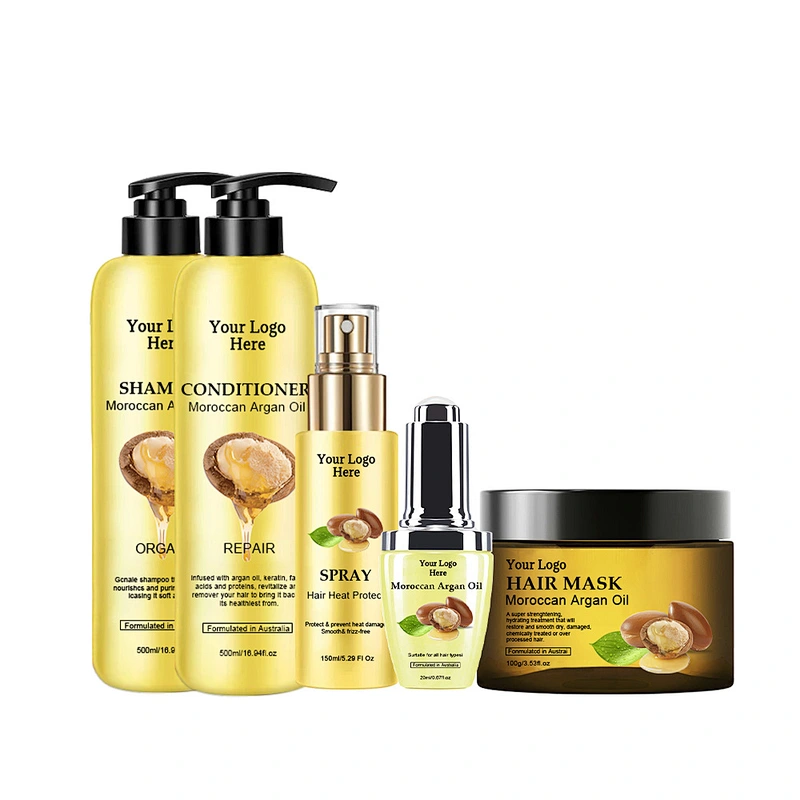 Private label Wholesale Hair Care Product Series Organic Morocco Argan Oil spray hair mask shampoo and conditioner