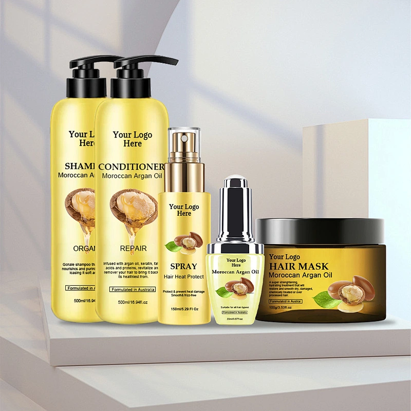 Private label Wholesale Hair Care Product Series Organic Morocco Argan Oil spray hair mask shampoo and conditioner
