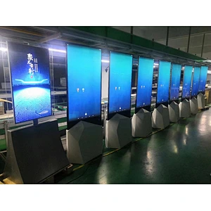 Ultra-thin floor standing double-sided displays