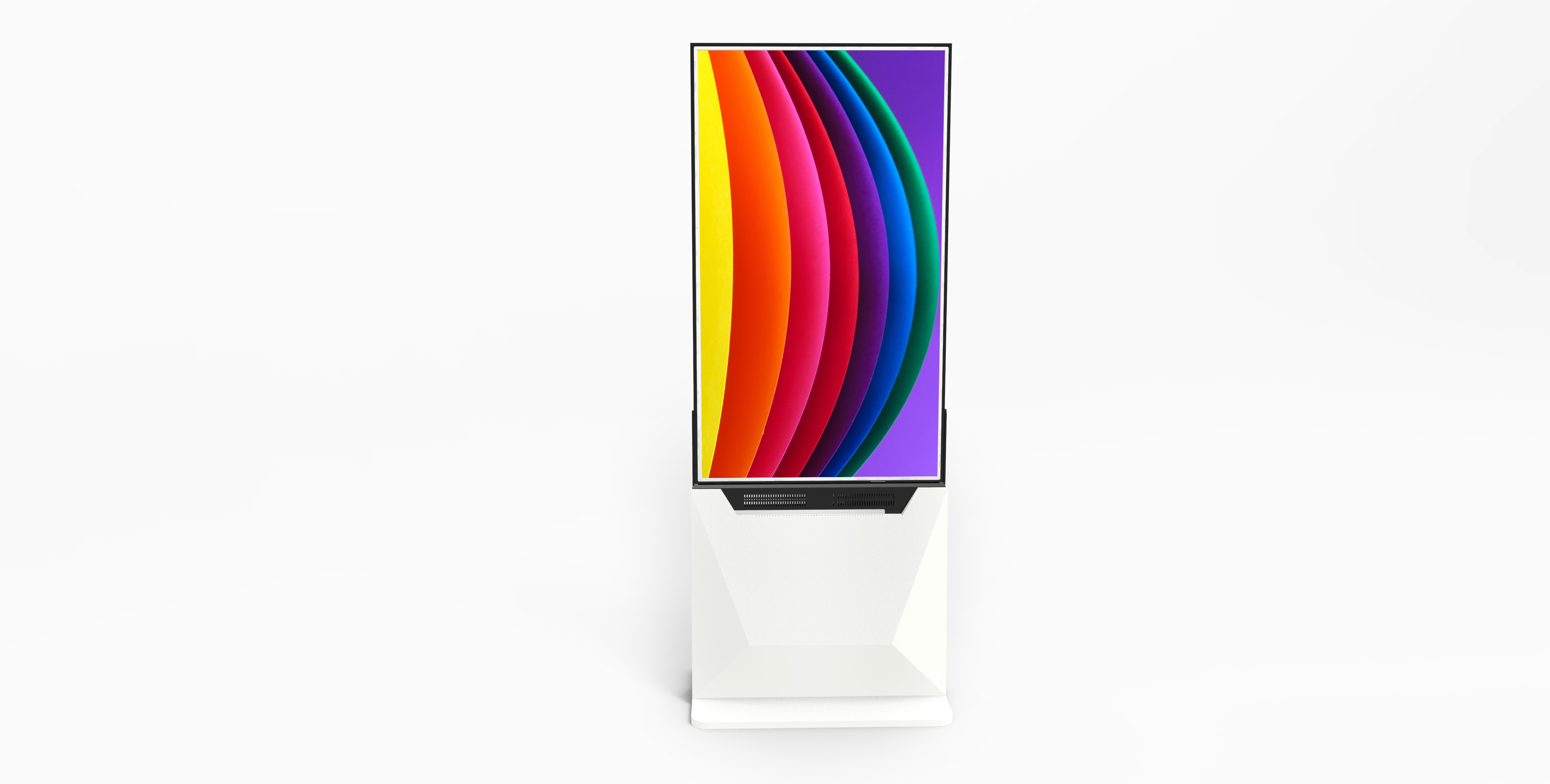 Ultra-thin floor standing double-sided displays