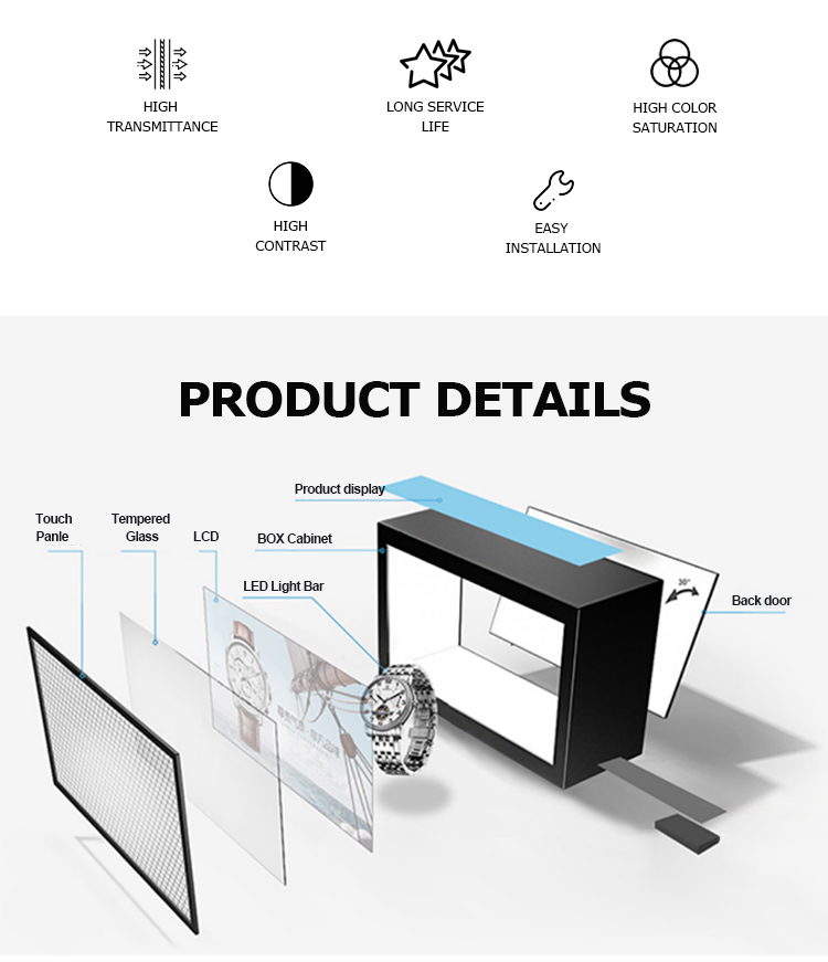 transparent lcd display box