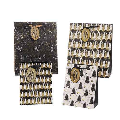 Gift bags for Christmas glitter, paper package Xmas
