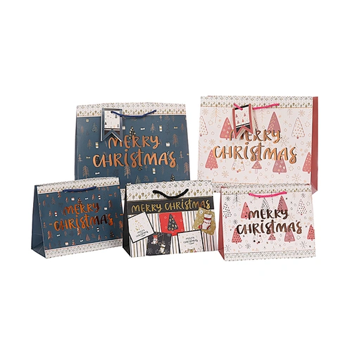 Hot stamping Horizontal Christmas paper bags, Xmas gift package