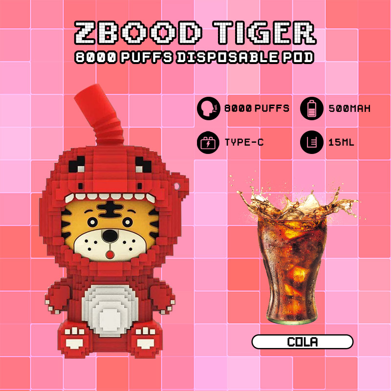 zbood tiger pod 8000 puff disposable vape -cola