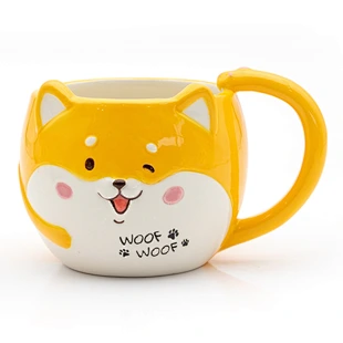 Paw Prints, Dog-Shaped Mug, Woof Woof Text