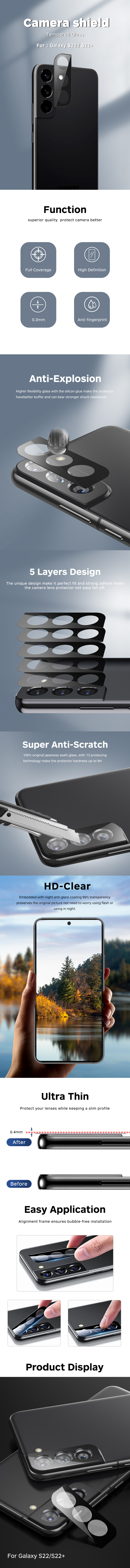 Camera lens tempered glass screen protector