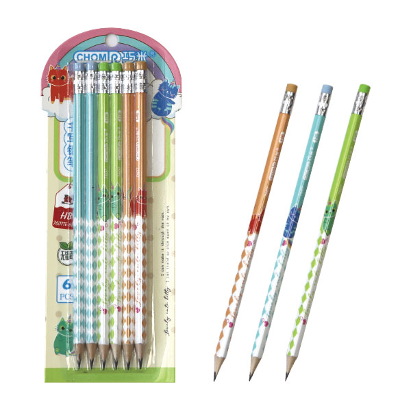 OEM wholesale 12pcs cheap school big triangle pencil logo custom, standard pencil