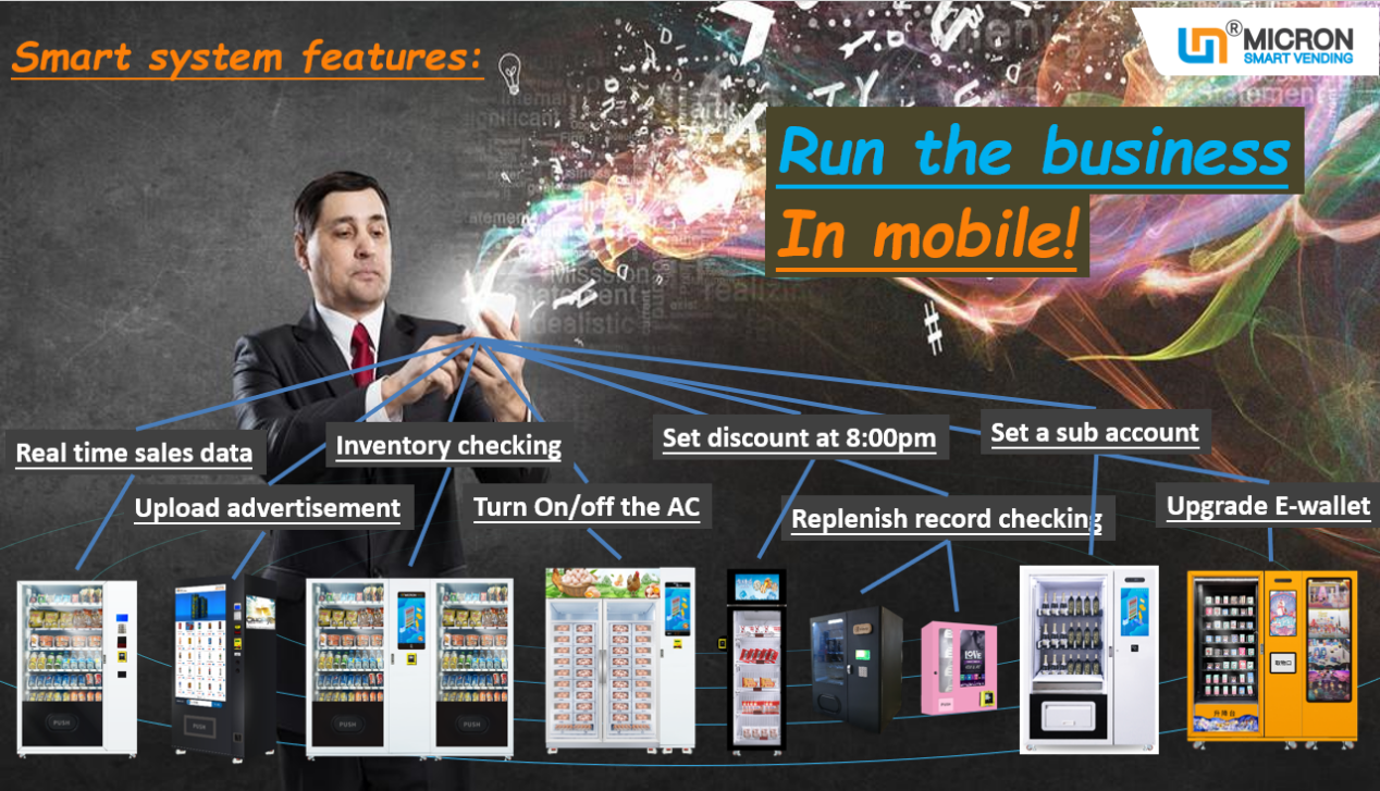 qr code vending machine, big touch screen vending machine, cigarette vending machine, snack and drink vending machine