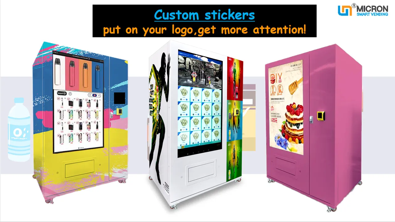 qr code vending machine, big touch screen vending machine, cigarette vending machine, snack and drink vending machine