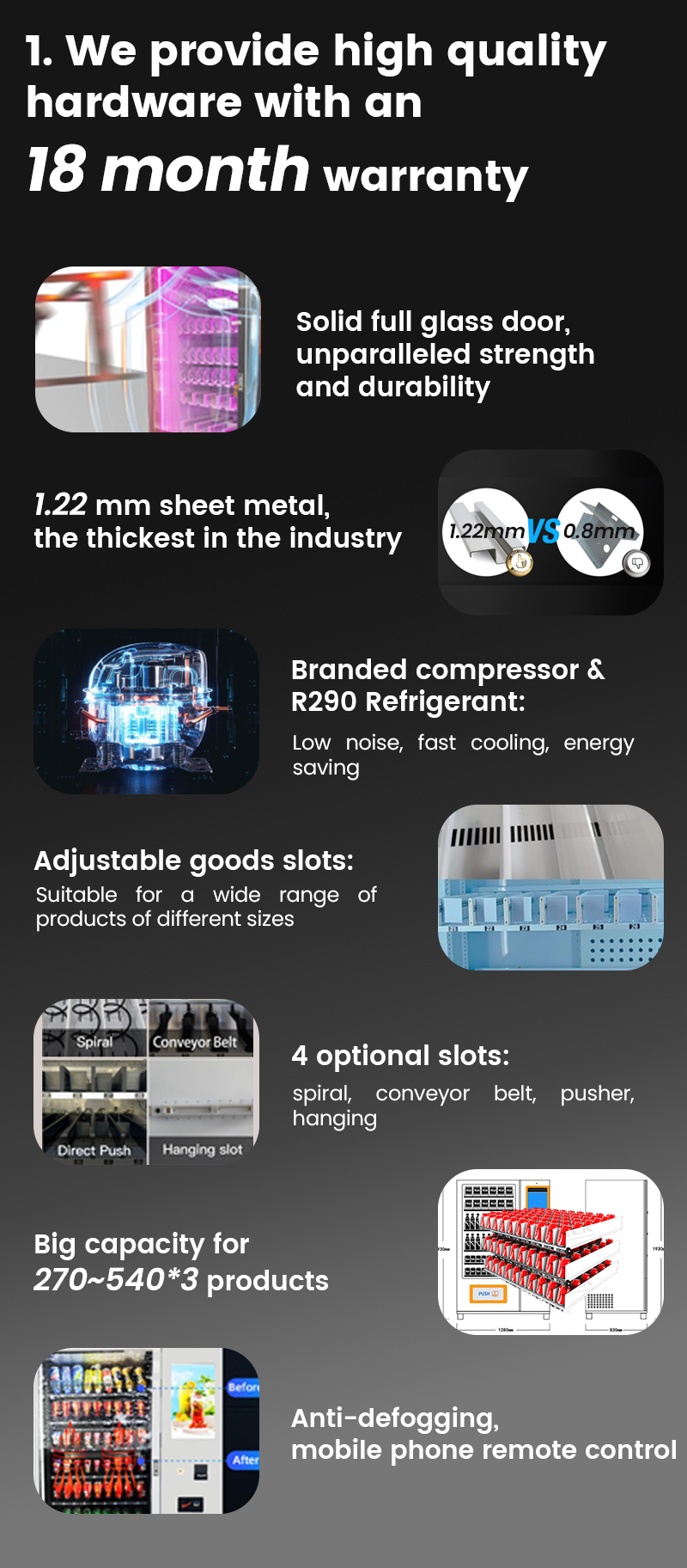 Three-in-One Big Capacity Combo Snack Vending Machine with high quality hardware