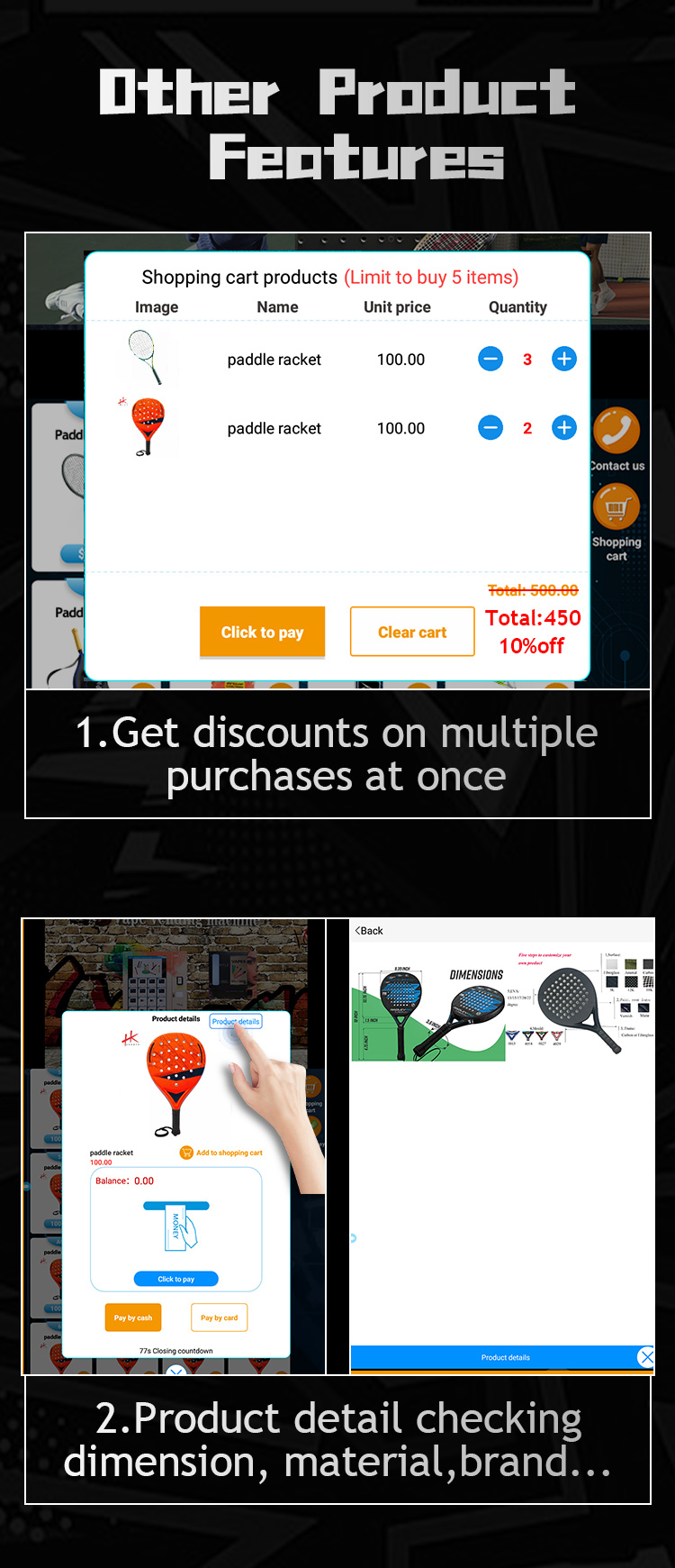 Combo Sport Vending Machine for Padel Rackets Tennis Balls get discounts on multiple purchases at once