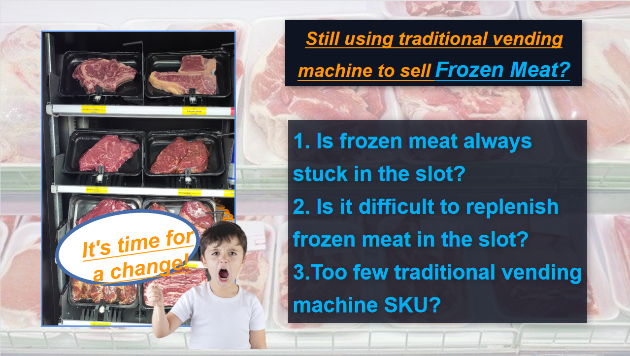 Frozen meat vending machine, seafood vending machine, freezer vending machine, cooling vending machine