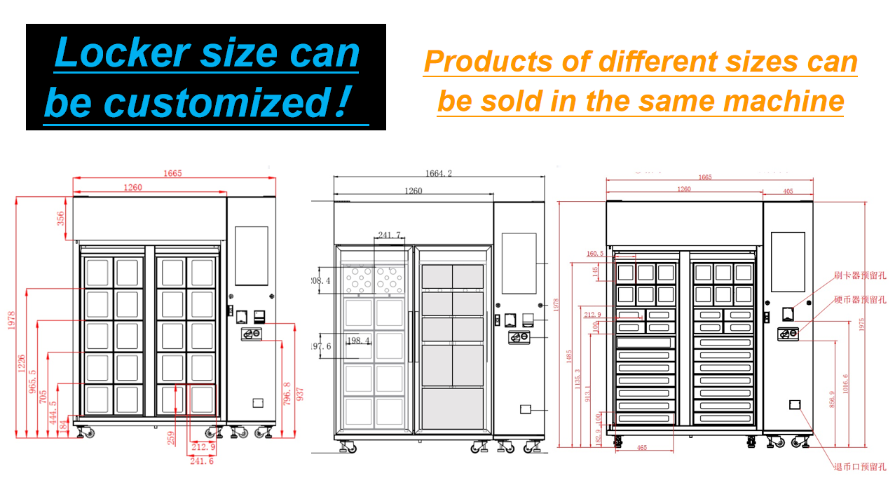 Frozen meat vending machine, seafood vending machine, freezer vending machine, cooling vending machine