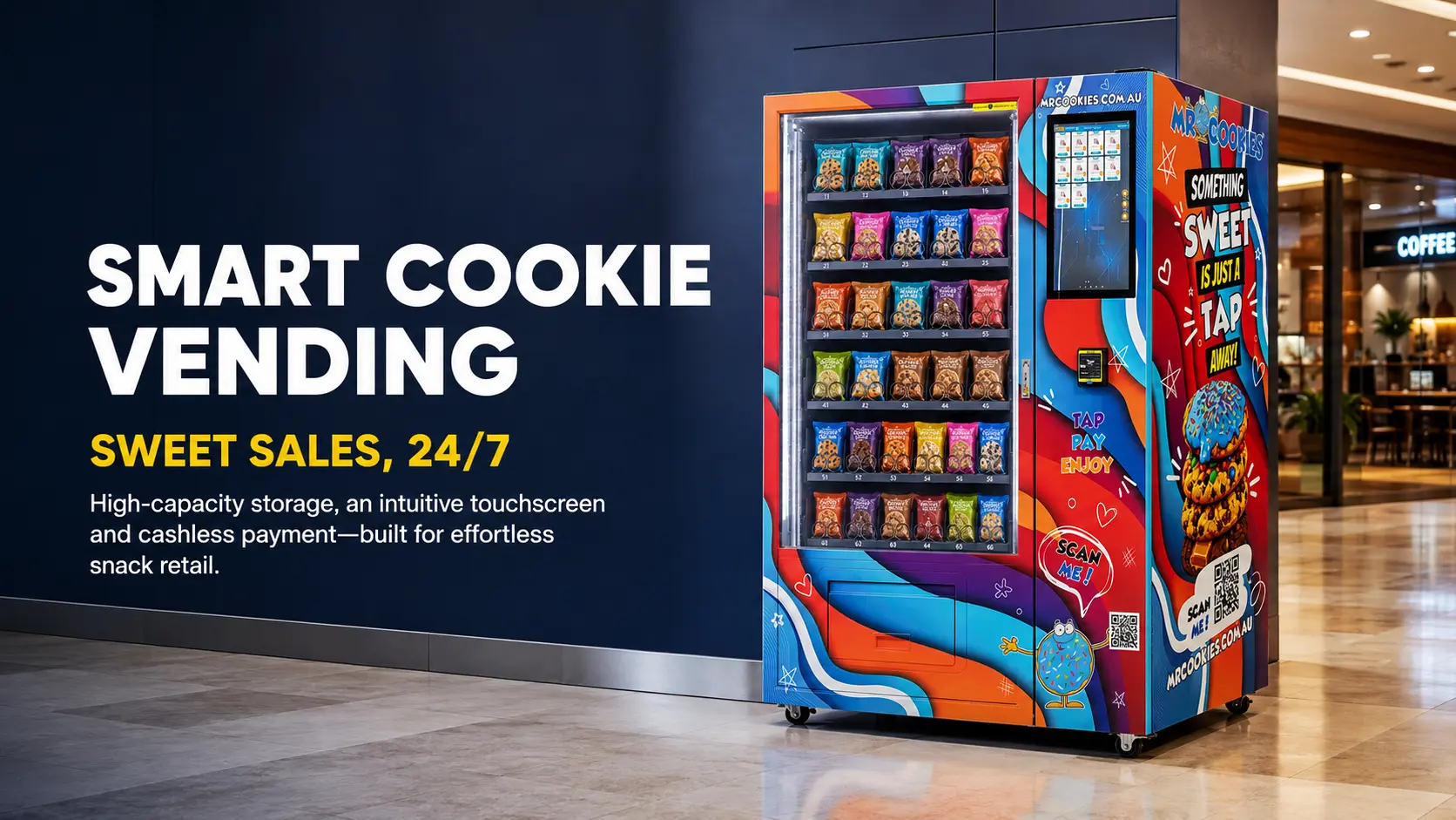 Custom WM22 cookie vending machine front view