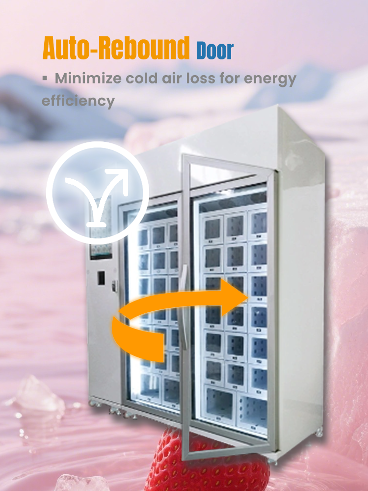 Strawberry locker vending machine have auto rebound door