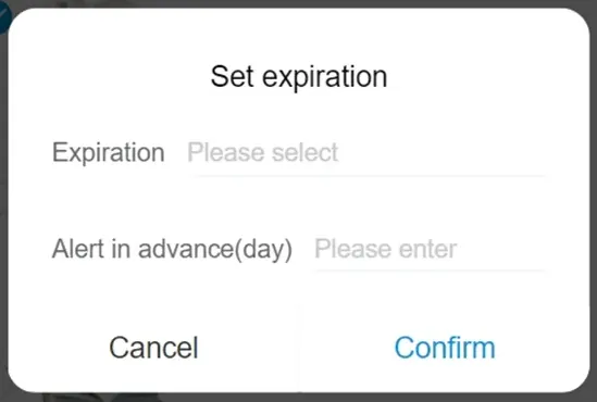 Software settings for expiry date and advance expiry alerts