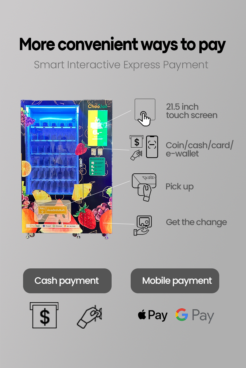 Fruit Cup Vending Machine have 21.5 inch touchscreen designed to provide a healthy, convenient snack option to any location.
