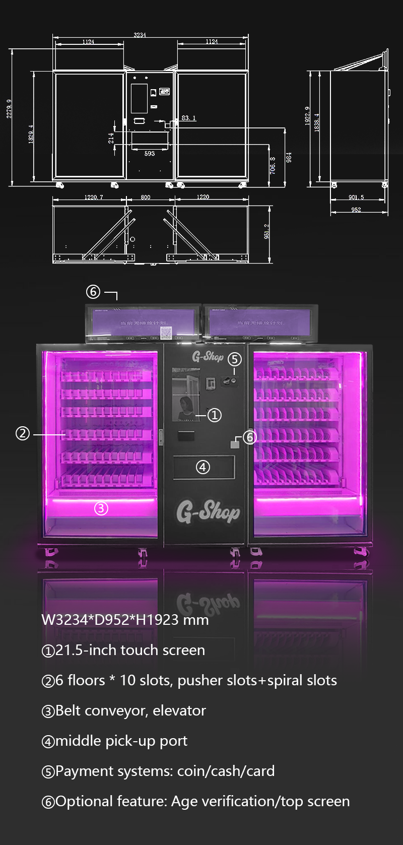 BJD Doll model vending machine large capacity anti-breakage - Dimensions