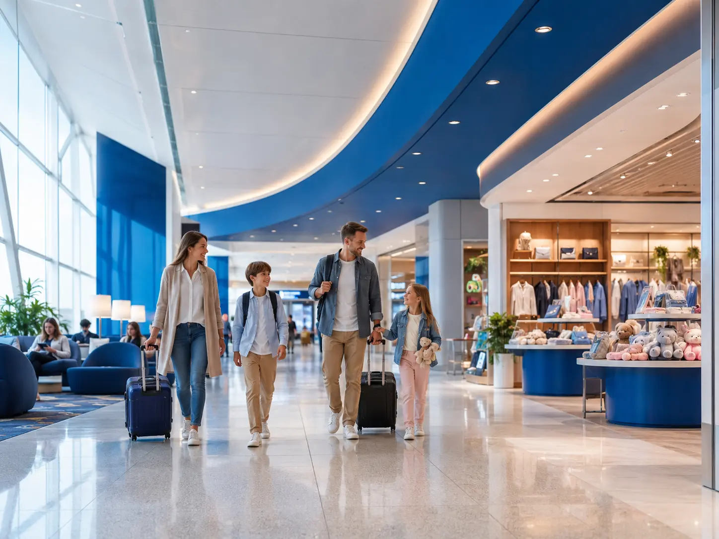 Airport retail concourse suitable for a smartwatch vending machine