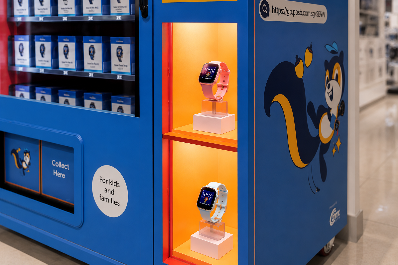 Front double-layer product display cabinet on a children's electronic watch vending machine