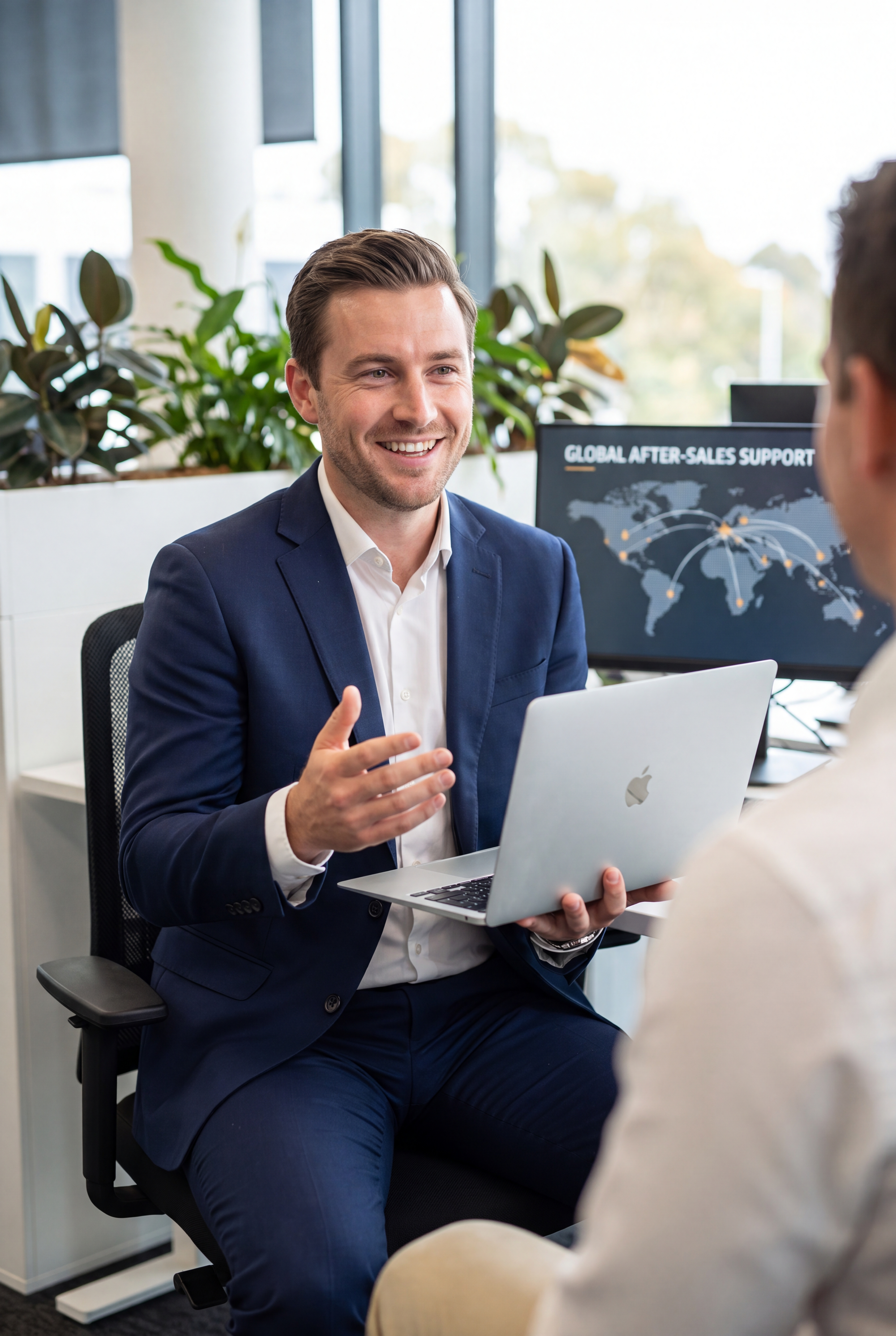 Customer service team providing remote technical support for equipment after-sales assistance.