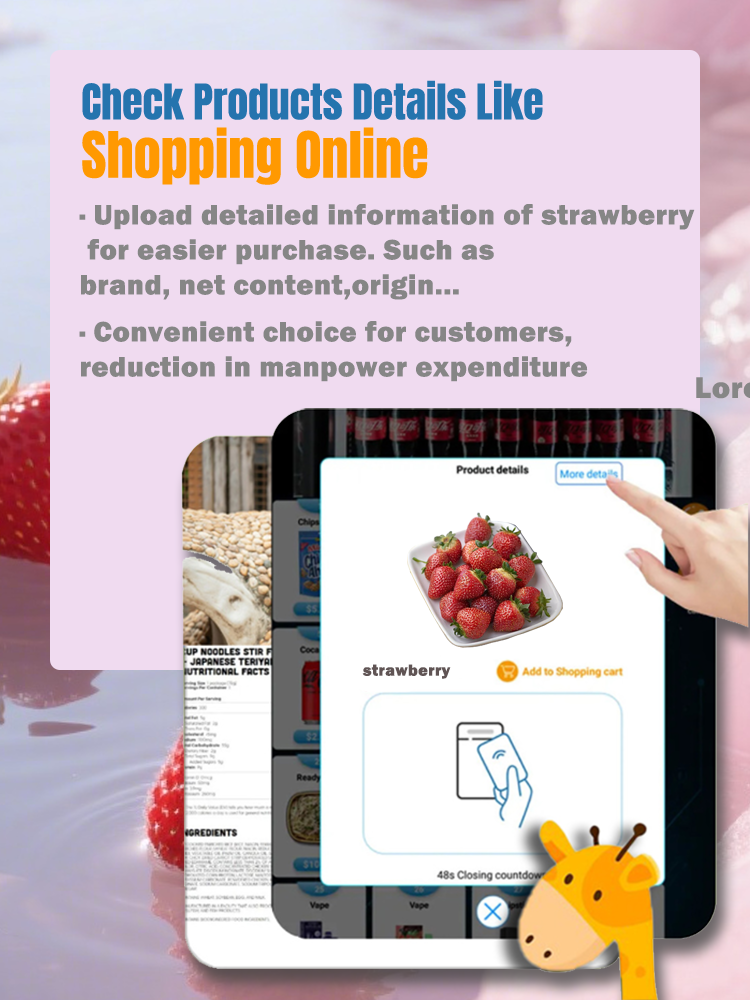 Strawberry locker vending machine can check product detail