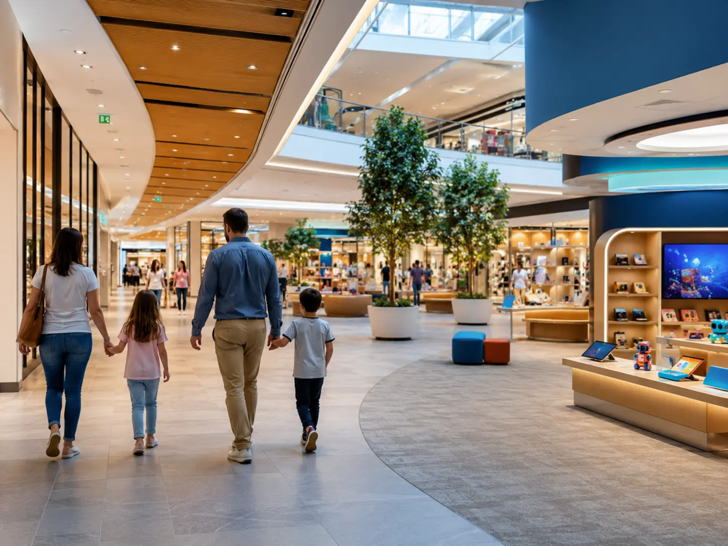 Shopping mall interior suitable for a kids smart watch vending machine
