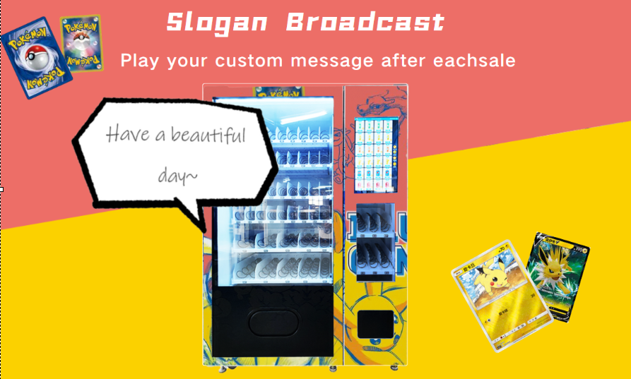 trading card vending machine slogan broadcast