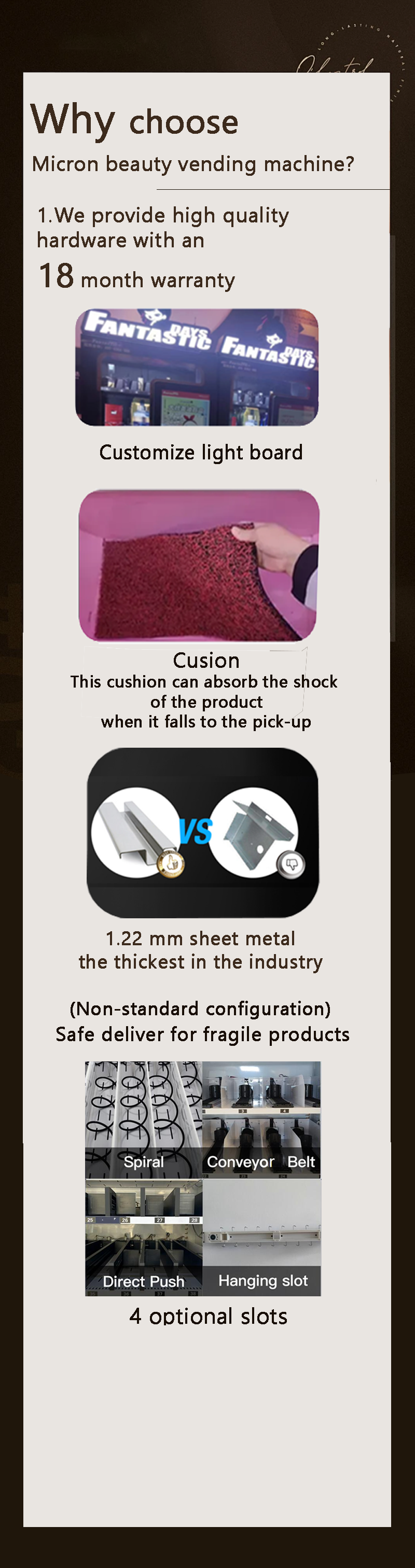 Micron Fashion Beauty Vending Machine for Eyelashes Lipstick Makeup customized features to boost beauty vending sales