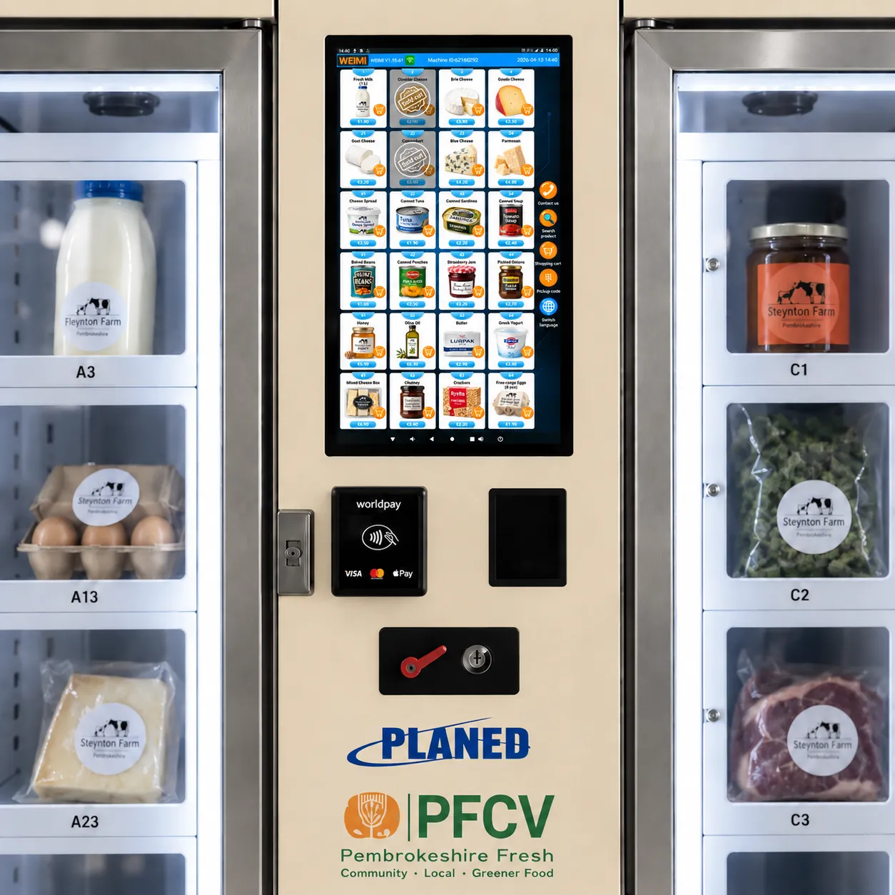 Máquina expendedora de alimentos agrícolas WEIMI, pantalla táctil y terminal de pago con tarjeta sin contacto
