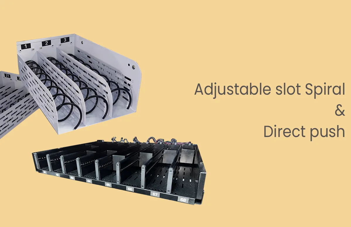 snack and drink vending machine have adjustable slot spiral