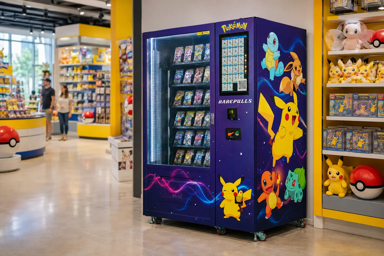 Gabinete de máquina expendedora de JCC con temática Pokémon totalmente personalizado