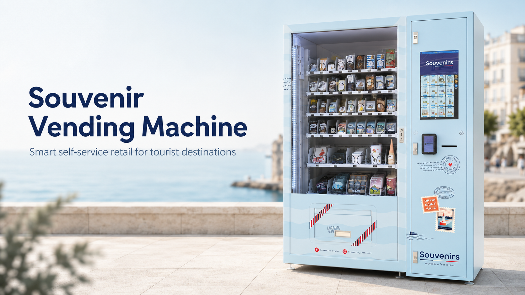 WEIMI souvenir vending machine installed at Saint Malo maritime terminal in France