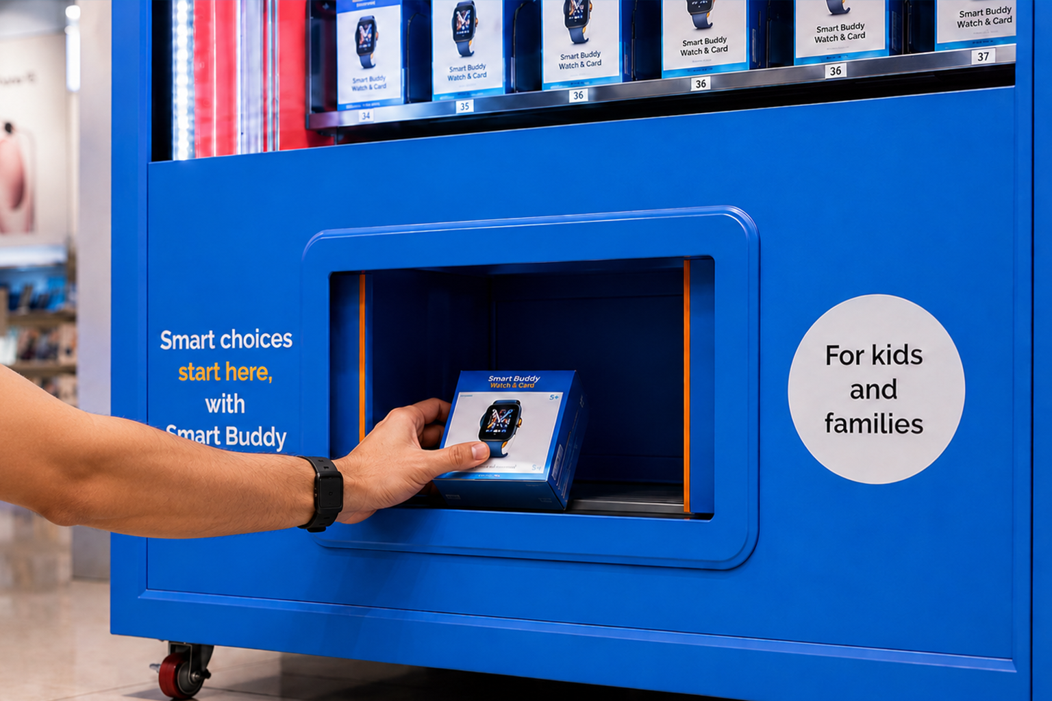 Motorized double-opening pickup door automatically opening for watch collection