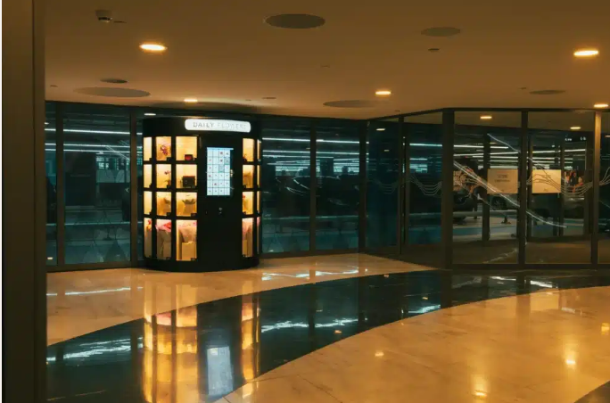 A flower vending machine in the hotel， Brings a bit of romance to the moment, maybe a proposal will come next?