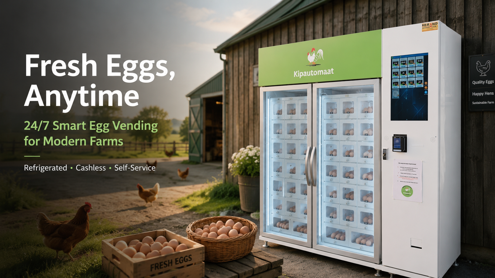 Farm egg vending machine for 24/7 fresh egg self-service sales