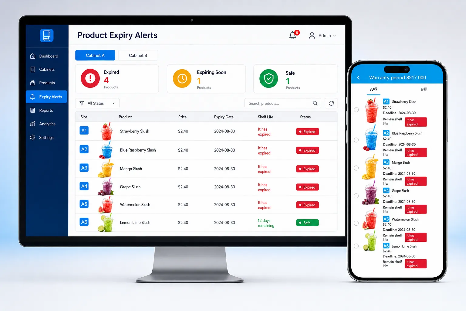 Alerta de caducidad y gestión automática de rebajas para productos vending.