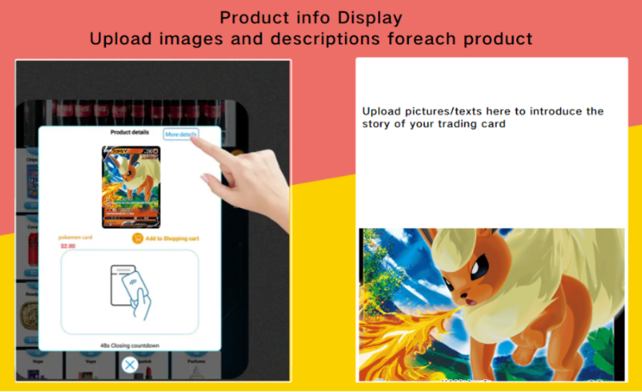 trading card vending machine product detail