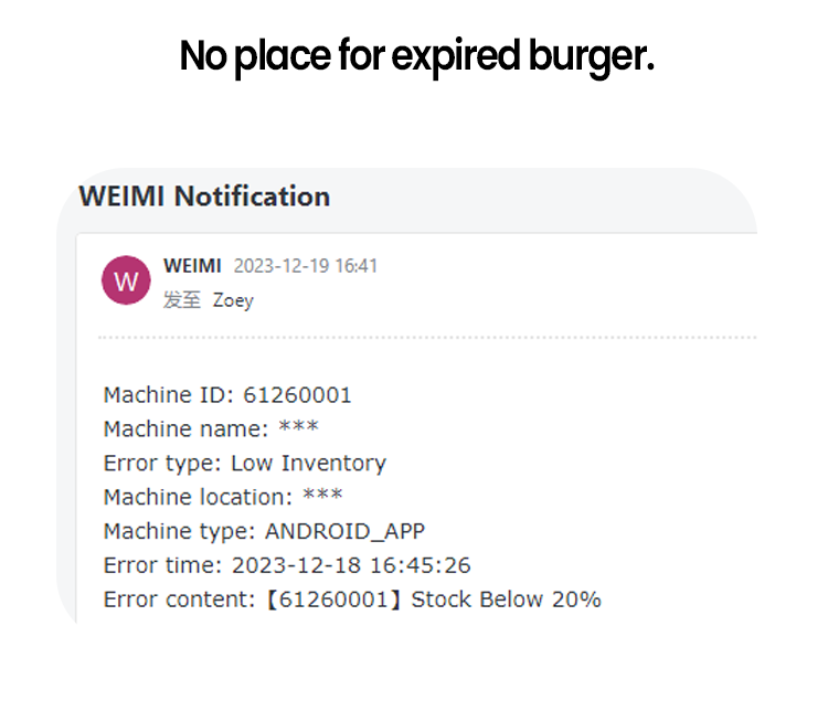 burger vending machine You can receive emails reminding you which products have expired.