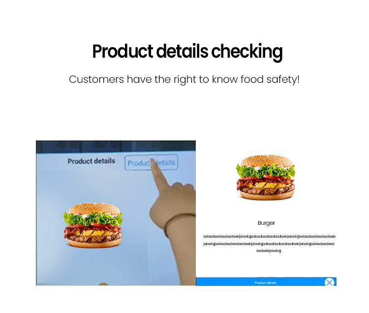 burger vending machine can product details checking, customers have the right to know food sofety