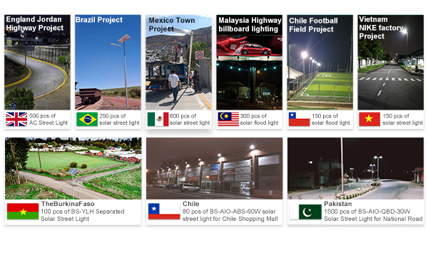 BOSUN solar powered led street lamps Project References