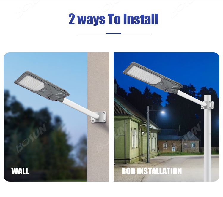 all in one solar street light 2 ways to install