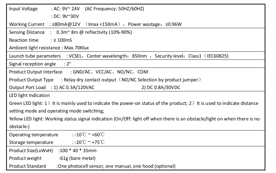 photocell sensor
