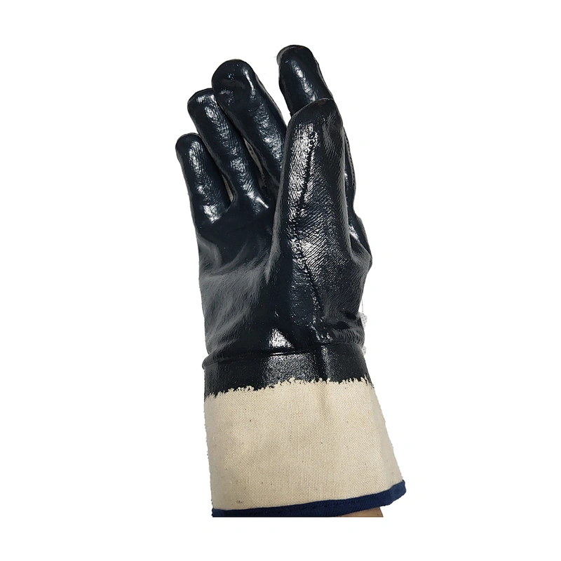 wholesale cheap black examination safety heavy duty dipped nitrile coated work gloves